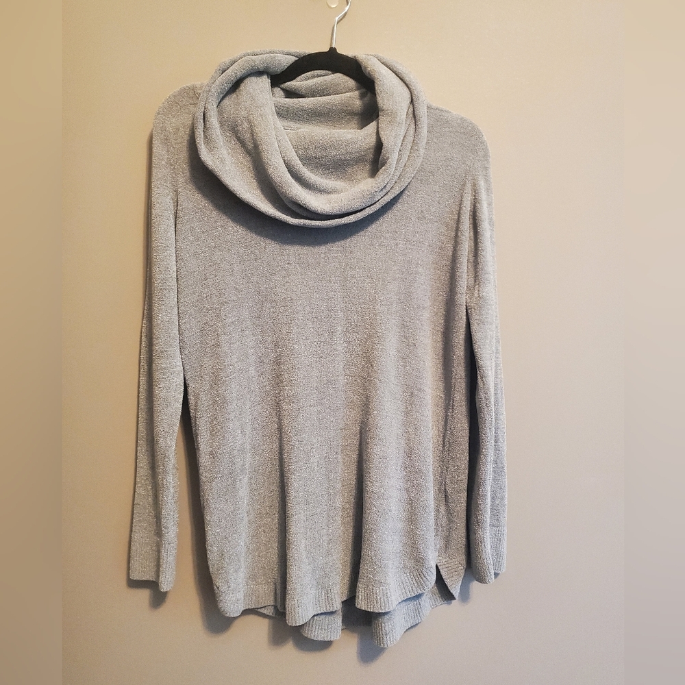 Barefoot Dreams Women's Cowl Turtle Neck Tunic‎ Sweater In Gray Size S